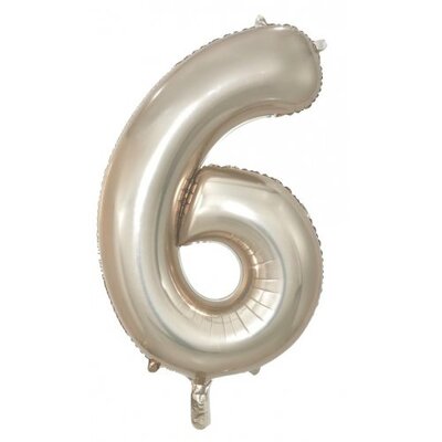 Champagne Gold Number 6 Foil Supershape Balloon (34in-86cm)