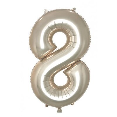 Champagne Gold Number 8 Foil Supershape Balloon (34in-86cm)