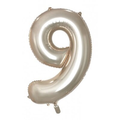 Champagne Gold Number 9 Foil Supershape Balloon (34in-86cm)