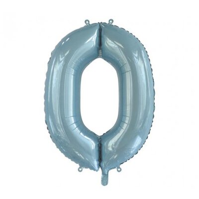 Light Blue Number 0 Foil Supershape Balloon (34in/85cm) Pk 1