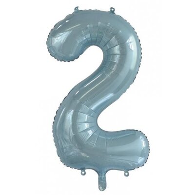 Light Blue Number 2 Foil Supershape Balloon (34in/85cm) Pk 1