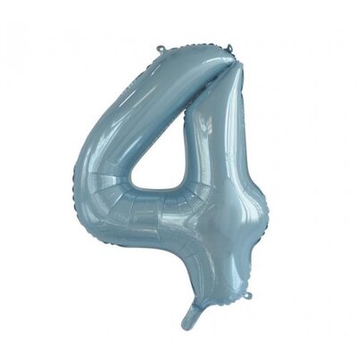 Light Blue Number 4 Foil Supershape Balloon (34in/85cm) Pk 1