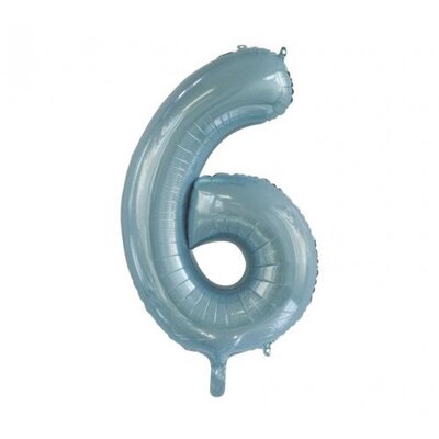 Light Blue Number 6 Foil Supershape Balloon (34in/85cm) Pk 1