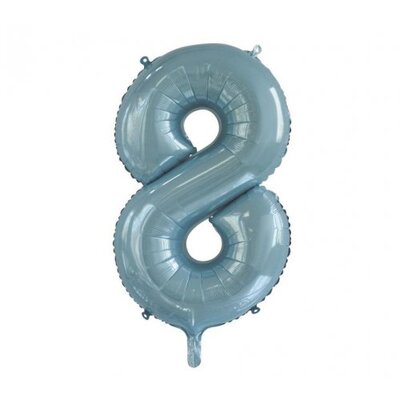 Light Blue Number 8 Foil Supershape Balloon (34in/85cm) Pk 1