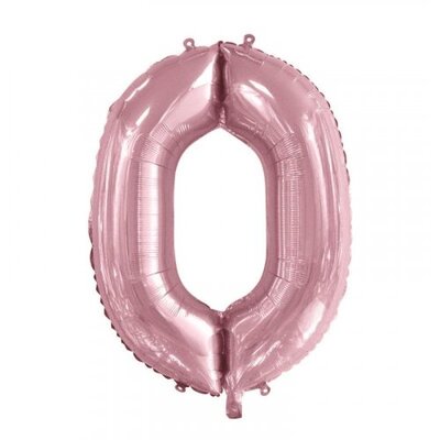 Light Pink Number 0 Foil Supershape Balloon (34in,/85cm) Pk 1