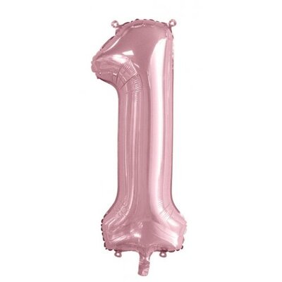Light Pink Number 1 Foil Supershape Balloon (34in,/85cm) Pk 1