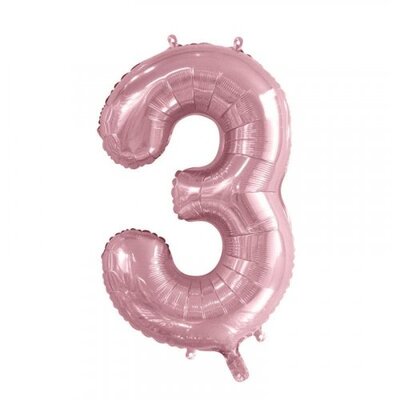Light Pink Number 3 Foil Supershape Balloon (34in,/85cm) Pk 1