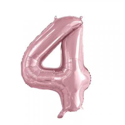 Light Pink Number 4 Foil Supershape Balloon (34in,/85cm) Pk 1