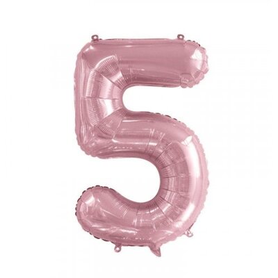 Light Pink Number 5 Foil Supershape Balloon (34in,/85cm) Pk 1