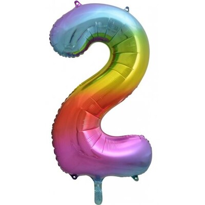 Rainbow Splash Number #2 Supershape 34in. (86cm) Foil Balloon Pk 1