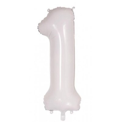 White Number 1 Foil Supershape Balloon (34in-86cm)