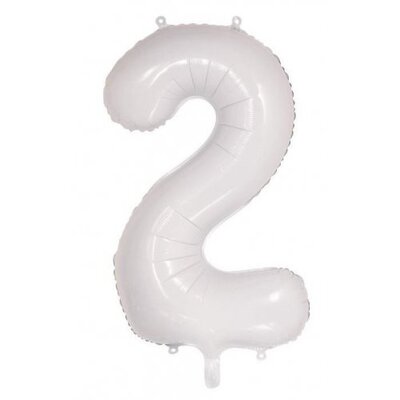 White Number 2 Foil Supershape Balloon (34in-86cm)