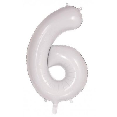 White Number 6 Foil Supershape Balloon (34in-86cm)