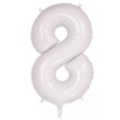 White Number 8 Foil Supershape Balloon (34in-86cm)
