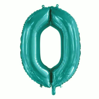Teal Number 0 Foil Supershape Balloon (34in,/85cm) Pk 1