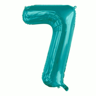 Teal Number 7 Foil Supershape Balloon (34in,/85cm) Pk 1