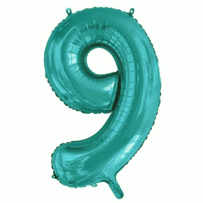 Teal Number 9 Foil Supershape Balloon (34in,/85cm) Pk 1