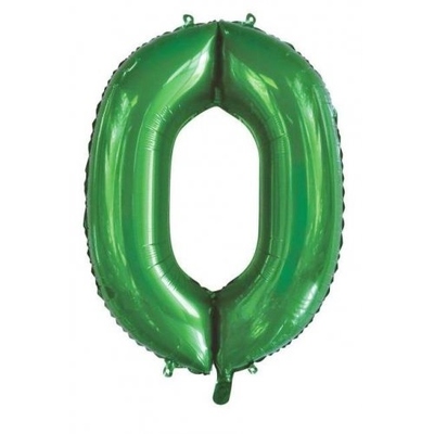 Green Number 0 Foil Supershape Balloon (34in-86cm)