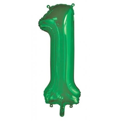 Green Number 1 Foil Supershape Balloon (34in-86cm)