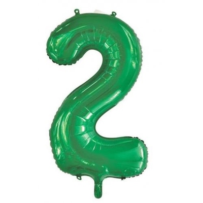 Green Number 2 Foil Supershape Balloon (34in-86cm)