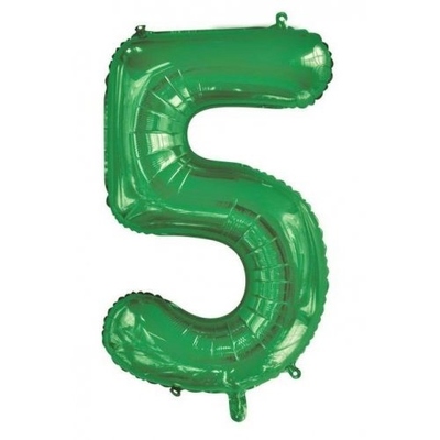 Green Number 5 Foil Supershape Balloon (34in-86cm)