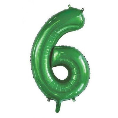 Green Number 6 Foil Supershape Balloon (34in-86cm)