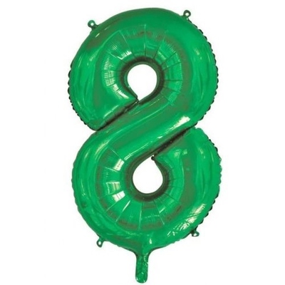 Green Number 8 Foil Supershape Balloon (34in-86cm)