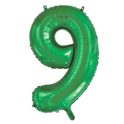 Green Number 9 Foil Supershape Balloon (34in-86cm)