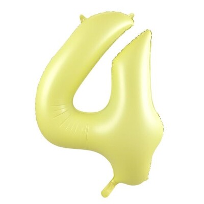 Matte Yellow Number 4 Foil Supershape Balloon (34in-86cm)