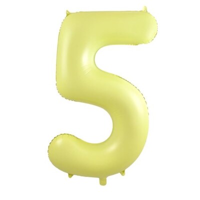 Matte Yellow Number 5 Foil Supershape Balloon (34in-86cm)