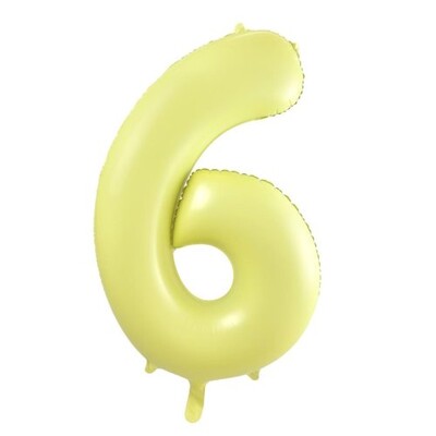 Matte Yellow Number 6 Foil Supershape Balloon (34in-86cm)