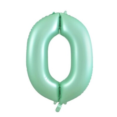 Matte Mint Green Number 0 Foil Supershape Balloon (34in-86cm)