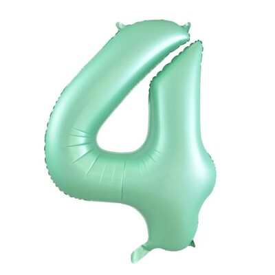 Matte Mint Green Number 4 Foil Supershape Balloon (34in-86cm)