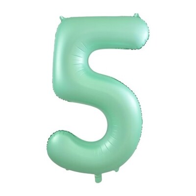 Matte Mint Green Number 5 Foil Supershape Balloon (34in-86cm)