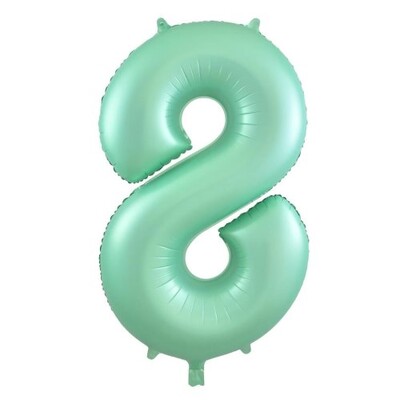 Matte Mint Green Number 8 Foil Supershape Balloon (34in-86cm)