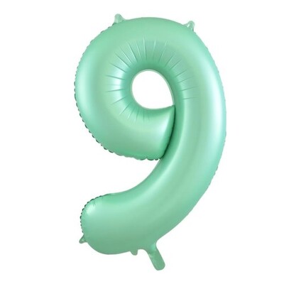Matte Mint Green Number 9 Foil Supershape Balloon (34in-86cm)