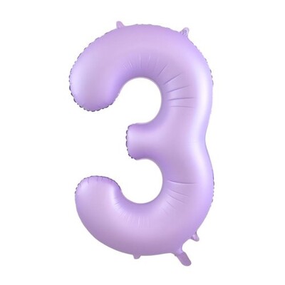 Matte Lilac Number 3 Foil Supershape Balloon (34in-86cm)
