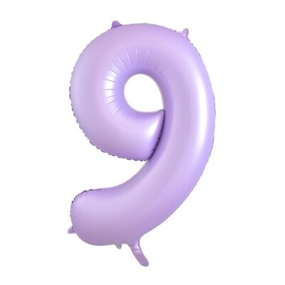 Matte Lilac Number 9 Foil Supershape Balloon (34in-86cm)