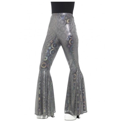 Adult Woman Flared Silver Trousers Costume (Small - Medium) Pk 1