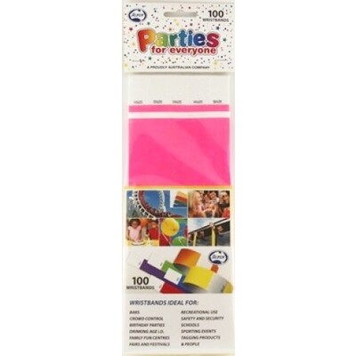 Pink TYVEK Wristbands Pk 100