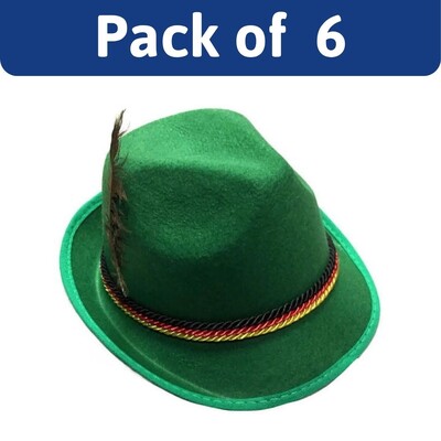 Oktoberfest Green Trilby Hat Pack of 6 │German Bavarian Adult Costume Accessory