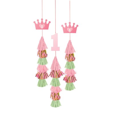 1st First Birthday One Hanging Dangle Decorations 1.9m (Pk 3)