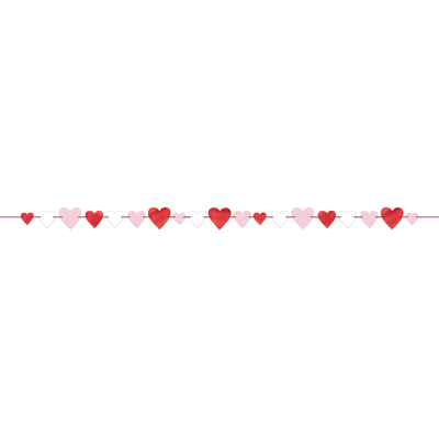 Red Pink White Heart Garland with Ribbon Decoration 3.65m