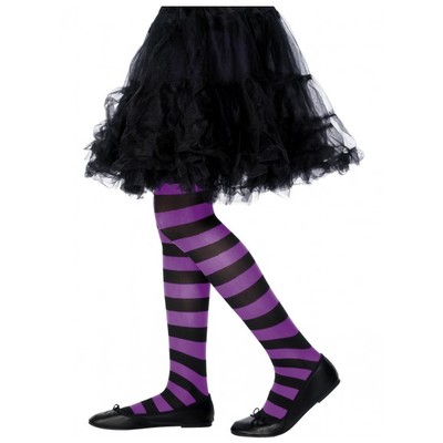 Child Purple & Black Stripe Halloween Tights (6-12 Years) Pk 1 