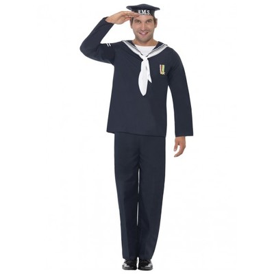 Adult Male Blue Naval Seaman / Sailor Costume (Large, 42-44)