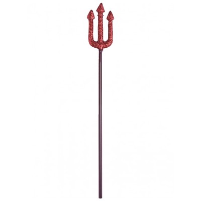 Halloween Red Glitter Devil Fork Trident (58cm) Pk 1