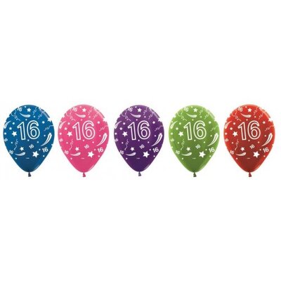 Metallic All Over 16 Latex Balloons 30cm (Pk 10)