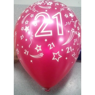 Metallic Fuchsia 21 All Over Print Latex Balloons Pk 10