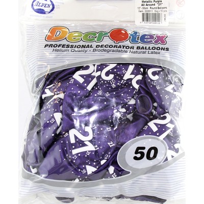 Metallic Purple 21 Latex Balloons Pk 50