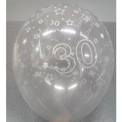 Crystal Clear 30 All Over Print Latex Balloons Pk 10